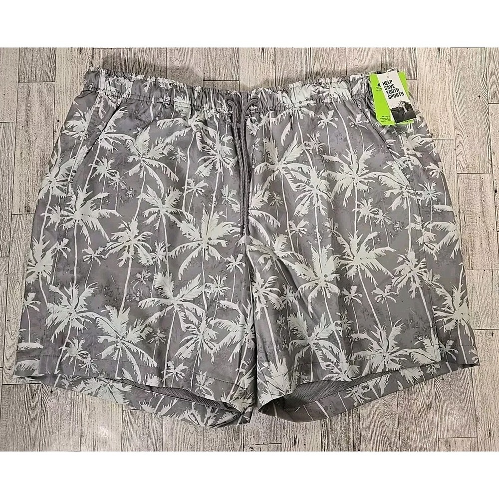 Dicks Sporting Goods Swim Shorts XL Men Palm Trees Gray Trunks Training NEW
